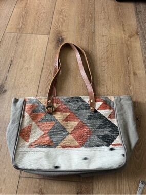 Myra Bag purse tote handcrafted patchwork handbag Aztec